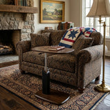 Mid-Century Modern Adjustable Walnut Rolling Side Table Image - 5
