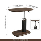 Mid-Century Modern Adjustable Walnut Rolling Side Table #size
