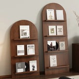 Mid-Century Modern Arched Wood Vertical Bookshelf Display Rack Image - 1