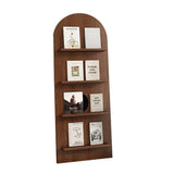 Mid-Century Modern Arched Wood Vertical Bookshelf Display Rack Image - 3