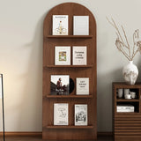 Mid-Century Modern Arched Wood Vertical Bookshelf Display Rack Image - 4