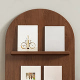Mid-Century Modern Arched Wood Vertical Bookshelf Display Rack Image - 7