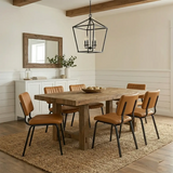 Mid-Century Modern Armless Faux Leather Dining Chair Image - 1