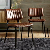 Mid-Century Modern Armless Faux Leather Dining Chair Image - 10