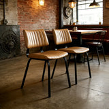 Mid-Century Modern Armless Faux Leather Dining Chair Image - 16