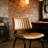 Mid-Century Modern Armless Faux Leather Dining Chair Image - 17