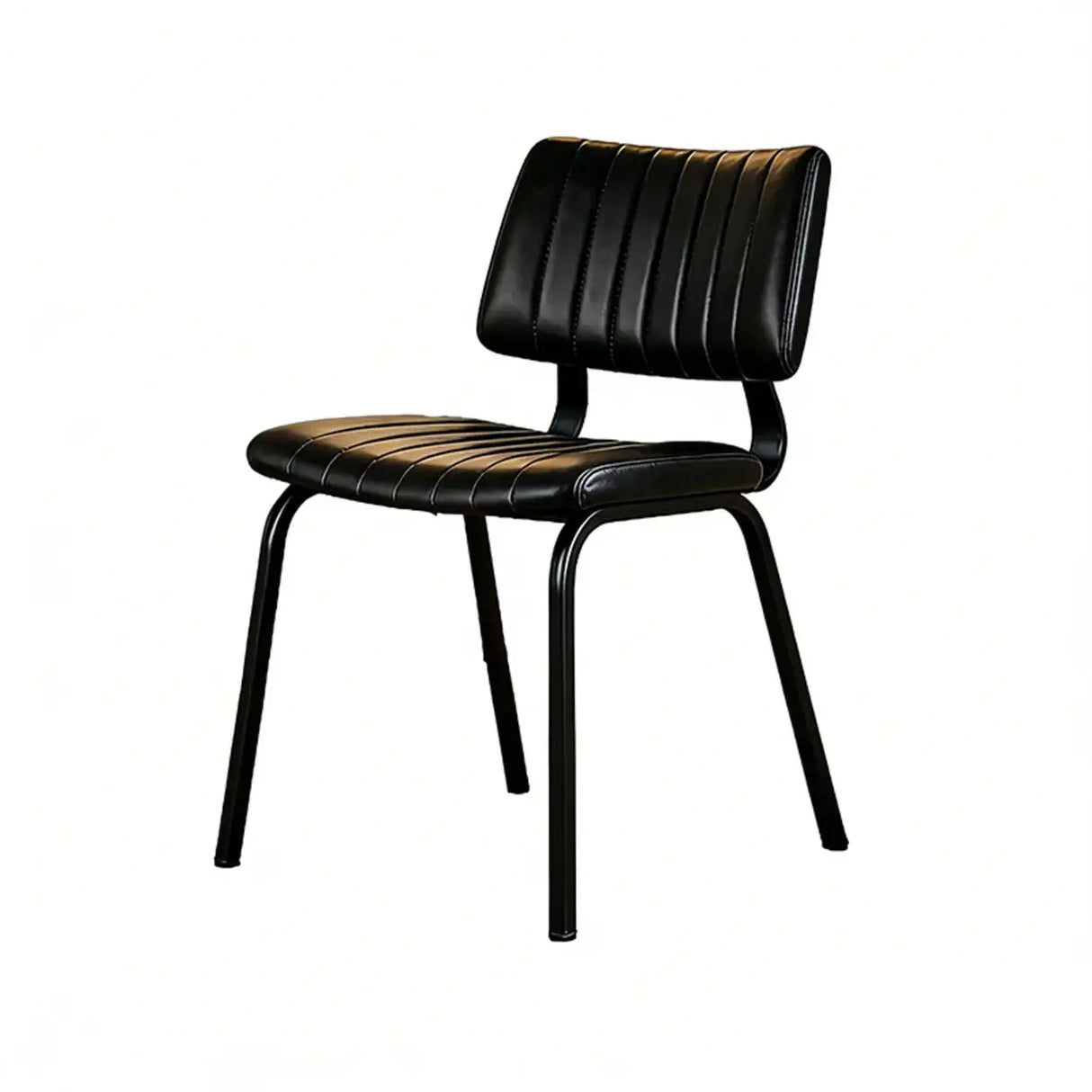 Mid-Century Modern Armless Faux Leather Dining Chair Image - 19