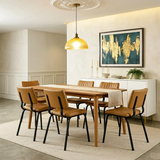 Mid-Century Modern Armless Faux Leather Dining Chair Image - 8