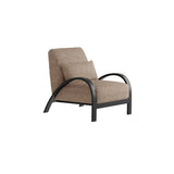 Mid-Century Modern Armrest Beige Accent Chair With Pillow Image - 11