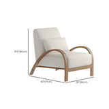 Mid-Century Modern Armrest Beige Accent Chair With Pillow #size
