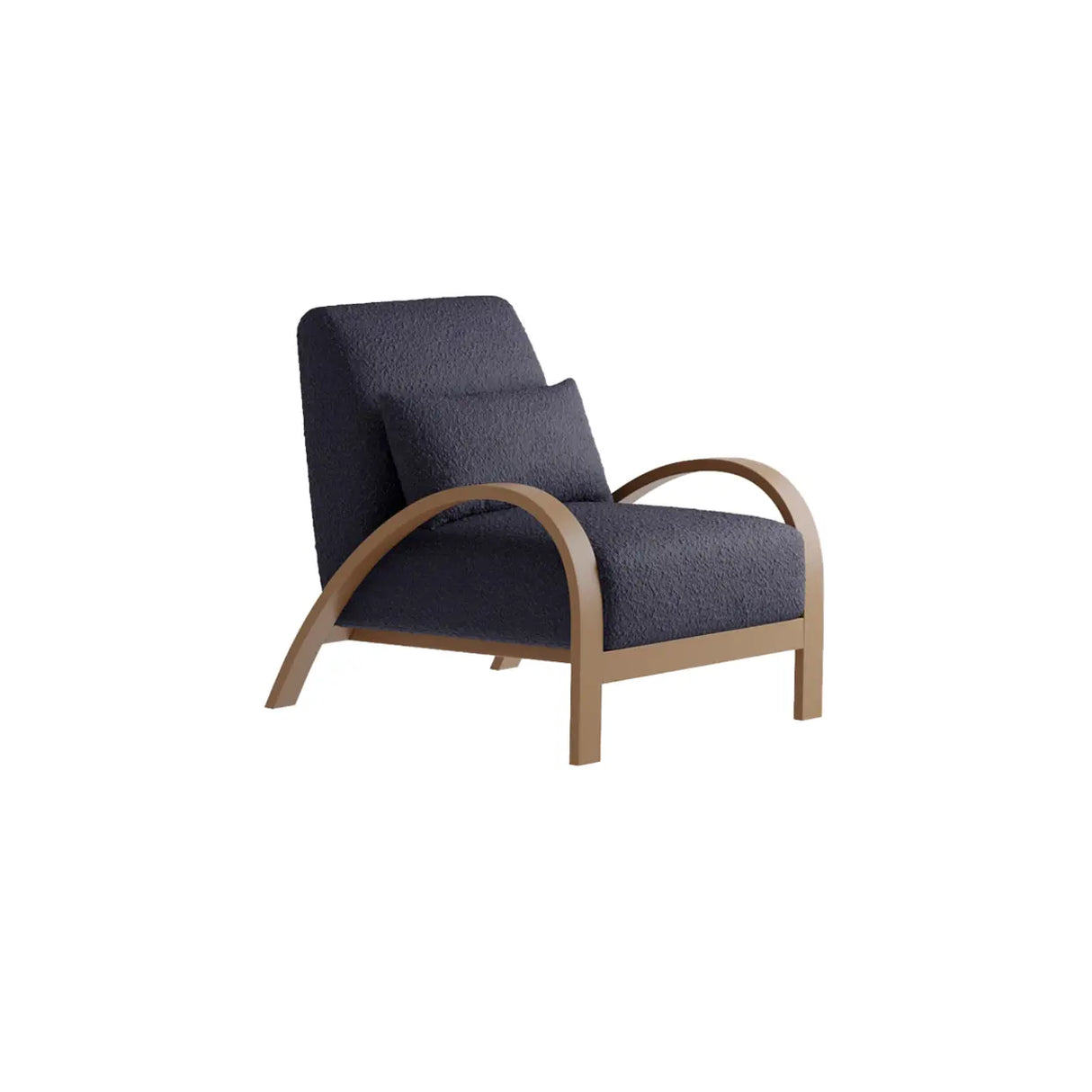 Mid-Century Modern Armrest Beige Accent Chair With Pillow Image - 3
