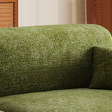 Mid-Century Modern Armrest Olive Green Chenille Plush Sofa Image - 14