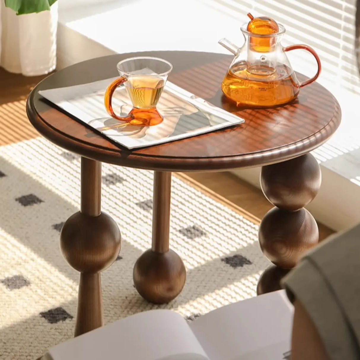 Mid-Century Modern Art Tripod Leg Small Wood Coffee Table Image - 4