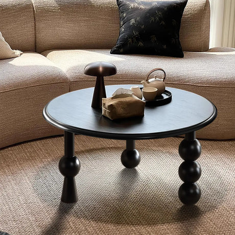Mid-Century Modern Artistic Leg Small Round Wood Coffee Table Image - 2