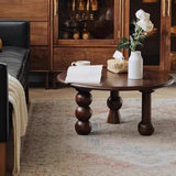 Mid-Century Modern Artistic Leg Small Round Wood Coffee Table Image - 4