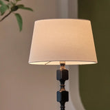 Mid-Century Modern Barrel Fabric Black Wood Floor Lamp Image - 10