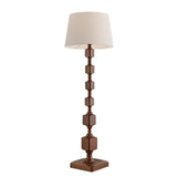 Mid-Century Modern Barrel Fabric Black Wood Floor Lamp Image - 3