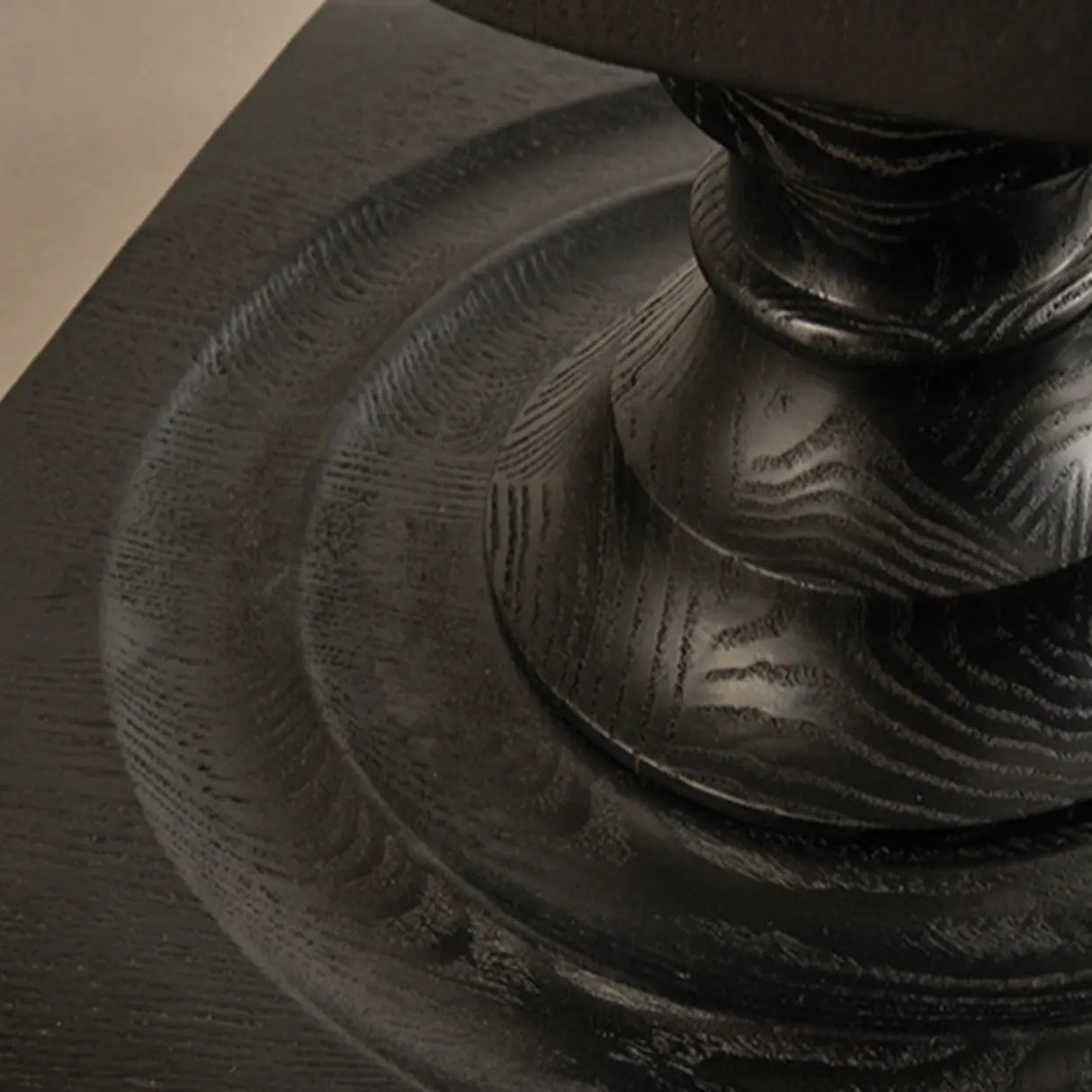 Mid-Century Modern Barrel Fabric Black Wood Floor Lamp Image - 8