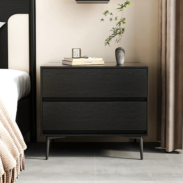 black nightstand dresser Mid-Century Modern Black 2-Drawer Wood Nightstand 20