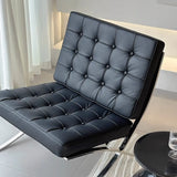 Mid-Century Modern Black Leather Lazy Lounge Accent Chair Image - 3