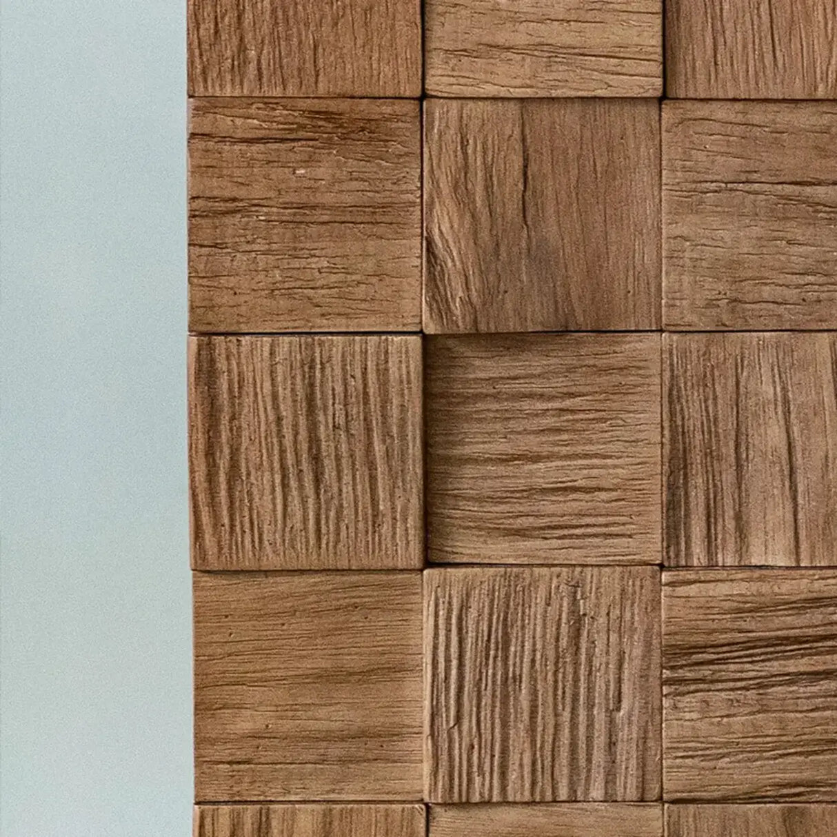 Mid-Century Modern Black Metal Leg Mosaic Wood Nightstand Image - 6