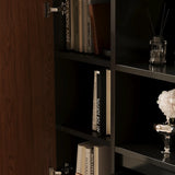 Mid-Century Modern Black Wood Door Bookcase with Drawers Image - 10