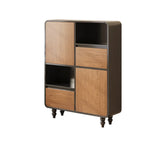 Mid-Century Modern Black Wood Door Bookcase with Drawers Image - 17