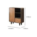 Mid-Century Modern Black Wood Door Bookcase with Drawers Image - 25