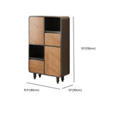 Mid-Century Modern Black Wood Door Bookcase with Drawers Image - 28