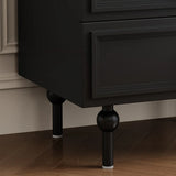 Mid-Century Modern Black Wood Nightstand with 2 Drawers Image - 11