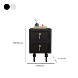 Mid-Century Modern Black Wood Nightstand with 2 Drawers #size