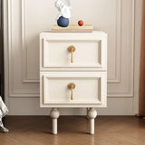 Mid-Century Modern Black Wood Nightstand with 2 Drawers Image - 5