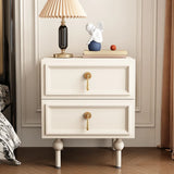 Mid-Century Modern Black Wood Nightstand with 2 Drawers Image - 7