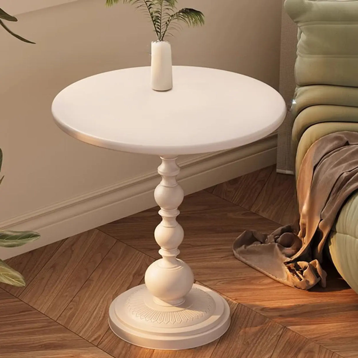 Mid-Century Modern Black Wood Round Pedestal Side Table Image - 23