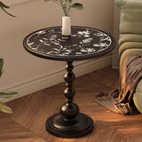 Mid-Century Modern Black Wood Round Pedestal Side Table Image - 24