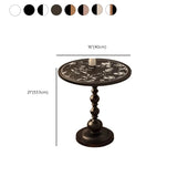 Mid-Century Modern Black Wood Round Pedestal Side Table #size