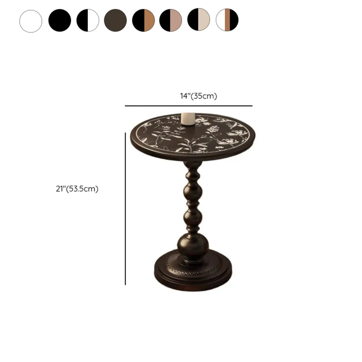 Mid-Century Modern Black Wood Round Pedestal Side Table Image - 26