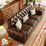 Mid-Century Modern Brown Button Back Pillow Sofa Chair Image - 13