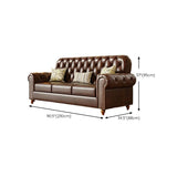 Mid-Century Modern Brown Button Back Pillow Sofa Chair Image - 16