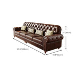 Mid-Century Modern Brown Button Back Pillow Sofa Chair Image - 17