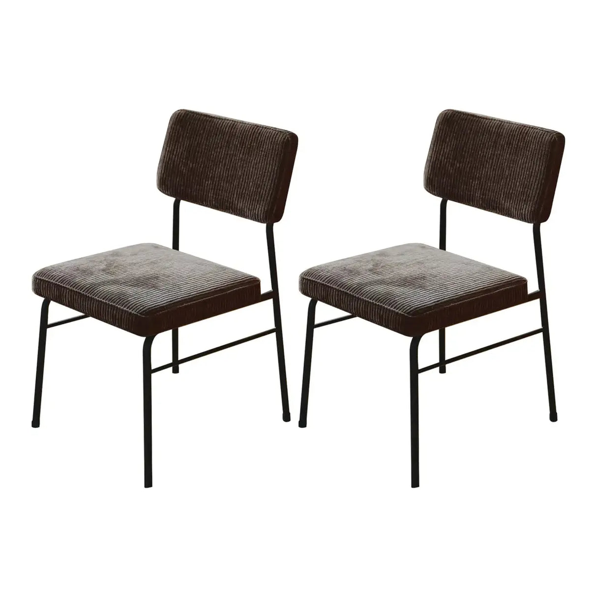 Mid-Century Modern Brown Corduroy Upholstered Dining Chair Image - 6