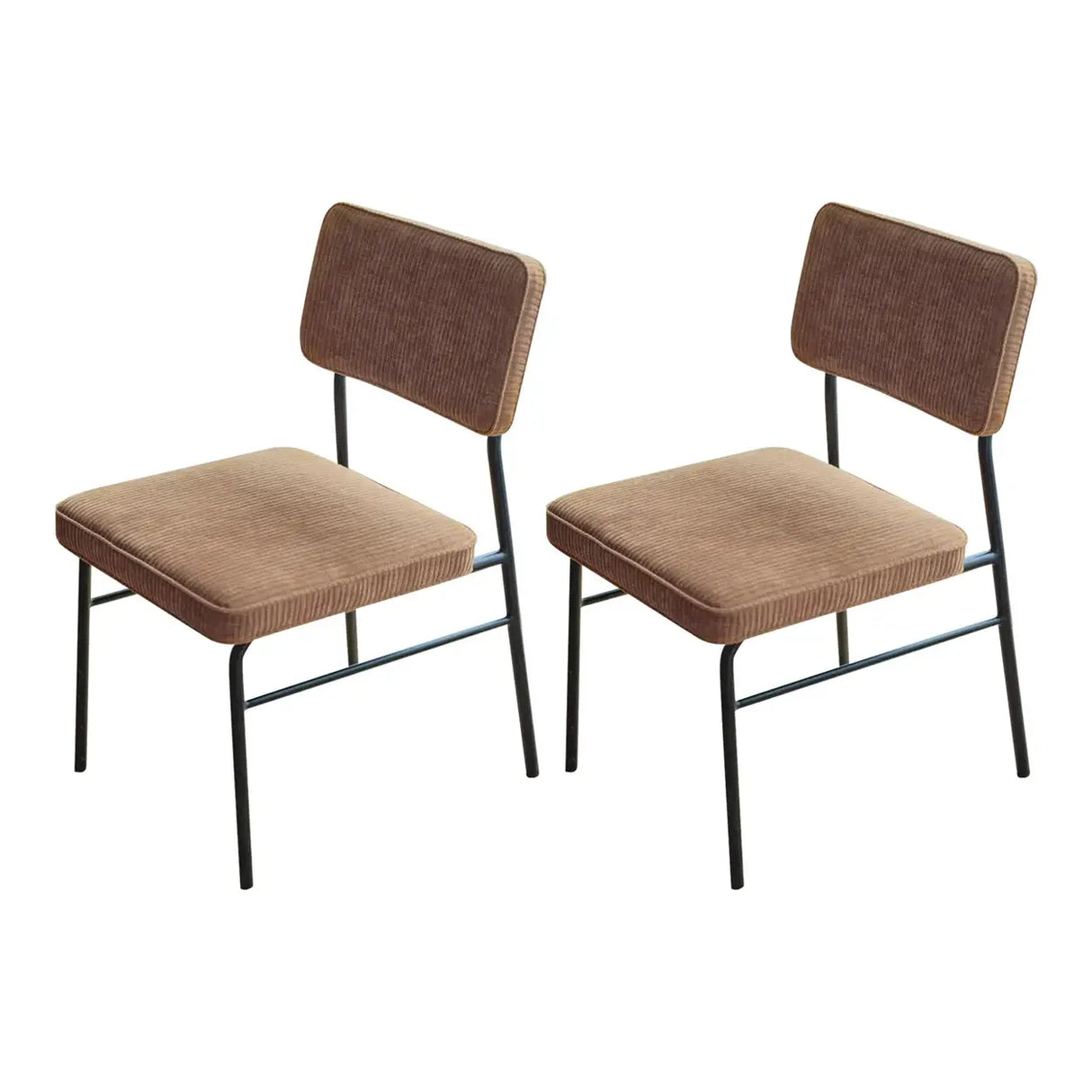 Mid-Century Modern Brown Corduroy Upholstered Dining Chair Image - 7