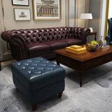 Mid-Century Modern Brown Cow Leather Flared Arm Sofa Image - 6