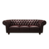 Mid-Century Modern Brown Cow Leather Flared Arm Sofa Image - 8