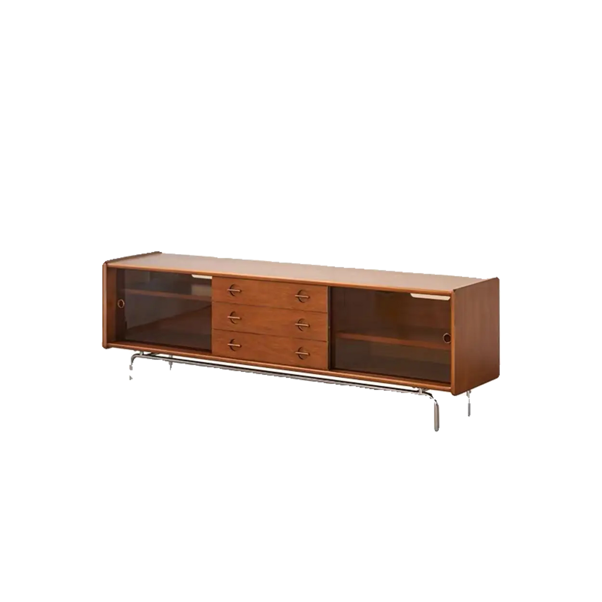 Mid-Century Modern Brown Drawers Rectangle TV Stand Image - 2