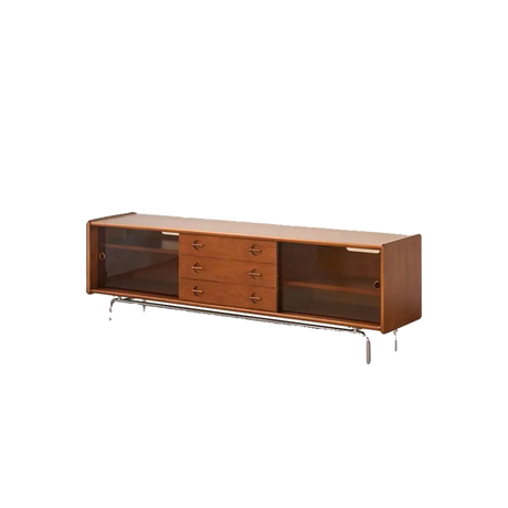 Mid-Century Modern Brown Drawers Rectangle TV Stand Image - 2