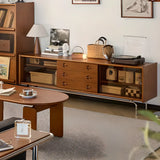 Mid-Century Modern Brown Drawers Rectangle TV Stand Image - 3