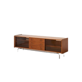Mid-Century Modern Brown Drawers Rectangle TV Stand Image - 6