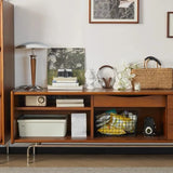 Mid-Century Modern Brown Drawers Rectangle TV Stand Image - 7