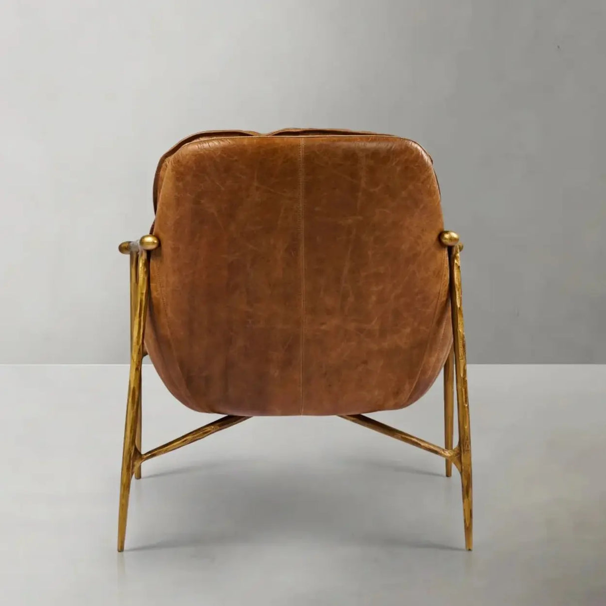 Mid-Century Modern Brown Leather Arm Accent Chairs Image - 13